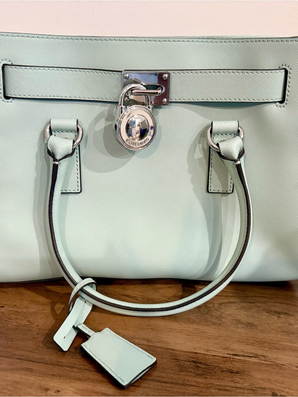Michael Kors Mint Saffiano Satchel with Silver Hardware DUST BAG INCLUDED